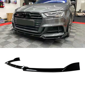 フロントスポイラー 2017-2020 アウディ A3(スポーツ)Sライン S3 用 フロントスプリッター ABS塗装 フロントバンパー リップスポイラー フロントリップ 艶あり黒 エアロパーツ ガーニッシュ カ