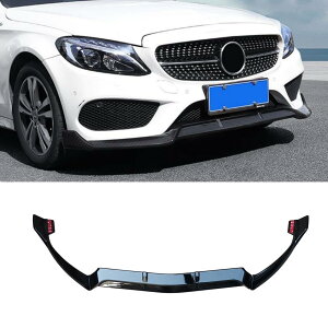 フロントスポイラー ベンツ Cクラス 2015-2018 W205 / AMG C43 適用 BARBUS スタイル フロントバンパー フロントリップ リップスポイラー 3分割 ABS樹脂製 艶あり黒 塗装済み カスタム 外装 カーパーツ