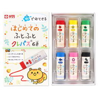 サクラクレパス 水でおとせる はじめてのふとふと クレパス 6色 WPL6