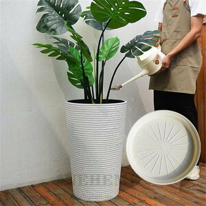 プランター 大型 植木鉢 おしゃれ 受け皿付き 軽量 屋内 屋外用 プランター 深型 高さ52cm ガーデニング 現代風 軽量 排水穴 通気透水 シンプル インテリア 部屋 オフィス 屋内 屋外用