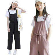 キッズ サロペットパンツ 薄手 夏服 二点セット 女の子 夏 半袖 Tシャツ トップス オーバーオール 送料無…