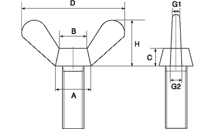 正規取扱店蝶ボルト（１種）ﾁｮｳBT(1ｼｭ(D40 X 35 標準(または鉄) 三価ホワイト ネジ・釘・金属素材