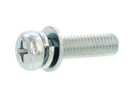 鉄/三価ホワイト (+)ナベセムス [I=3]M3×4　【 お得セット ： 100本入り 】