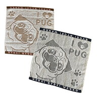 パグ ハンドタオル 日本製 綿100% 35×35cm やわらか 吸水 タオルハンカチ メンズ レディース 子ども ビ…