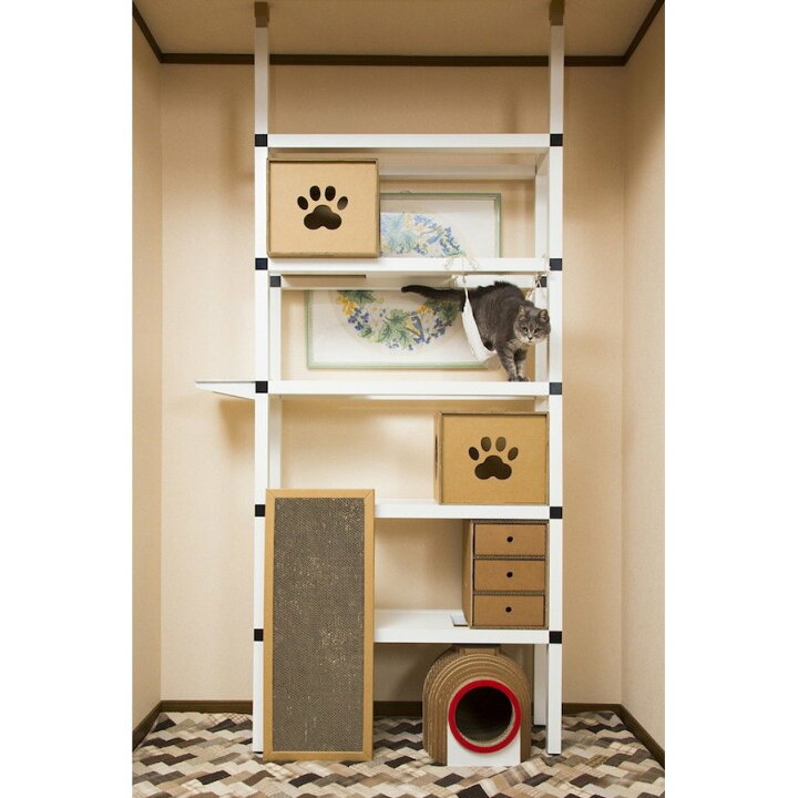 楽天市場】ニャンダフルシェルフ mini カラー【ホワイト】 BOX色付き 