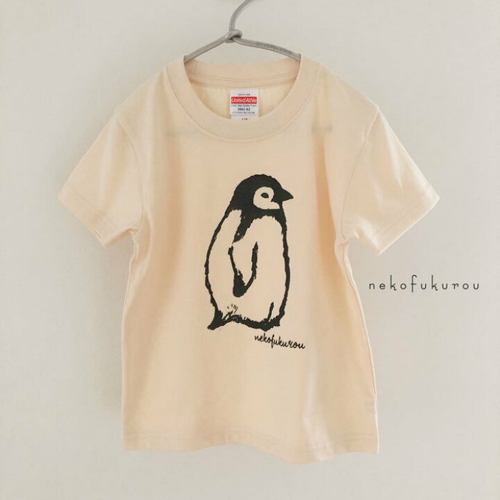 楽天市場 ペンギンプリント 90 110 130 150サイズ こどもtシャツクリーム Nekofukurou