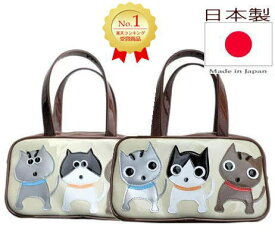 日本製 猫柄 ボストンバッグ ミニ 3匹ニャンコ|猫グッズ 猫雑貨 小物 ハチ割れ猫 トラ猫 茶トラ猫 ちいかわ エナメルバッグ |誕生日 プレゼント