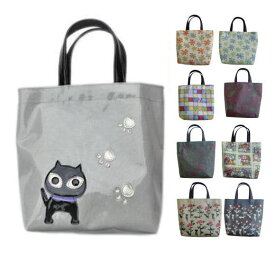 ネコ柄 黒猫グッズ 黒猫 雑貨 ミニトート 猫グッズ 雑貨 プレゼント 女性 誕生日 猫好き 小物 ビニールコーティング トートバッグ