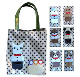 ワンコのお花屋さん 犬お散歩バッグ フレンチブルドッグ パグ シーズー 柴犬 プードル シュナウザー チワワ グッズ 雑貨 プレゼント 犬好き ビニールコーティング トートバッグ