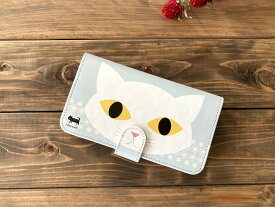 スマホケース　猫　汎用型　ほぼ全機種対応　Lサイズ　手帳型　iPhoneケース　おしゃれ　かわいい　ネコ　ねこ　【 白猫 】　手帳型スマホケース【Lサイズ】（iPhone6Plus・7Plus・8Plusなど）　しろねこ