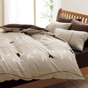 日本製 mee 掛け布団カバー 150×210cm シングル ME07 リバーシブル 掛けふとんカバー ナチュラルリーフ 両サイド全開ファスナー 8ヶ所ホック 抗菌加工 洗える 綿100% 西川 2187-27139