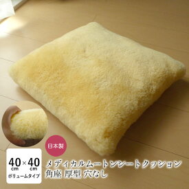 洗える ムートン座布団 メディカルムートン（医療・介護用）角座 穴なし ざぶとん 厚型 ムートン 日本製 厚め 床ずれ予防 体圧分散 舛田 マスダ NKP0043T