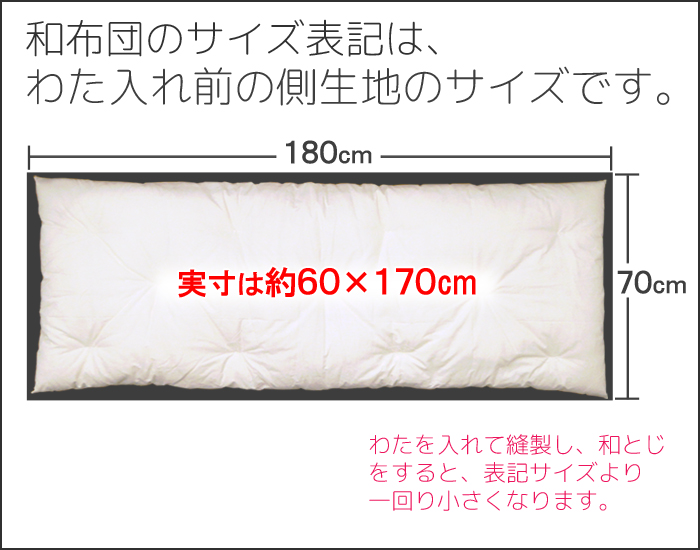 楽天市場】日本製 職人手作り ごろ寝布団 70×180cm ホワイト 無地 お 