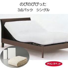 フランスベッド のびのびぴった 3点パック シングル ベットシーツ 枕カバー 敷きパッド リクライニングベッド 日本製 0357911