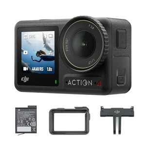 DJI �A�N�V�����J���� Osmo Action 4 �G�b�Z���V�����R���{ 4K/120fps�Ή� �h���A�N�V�����J���� 1/1.3�C���`�Z���T�[���� �����̒�Ɠx���\ 10-bit D-Log M �J���[�p�t�H�[�}���X �����ԋ쓮��1770 m