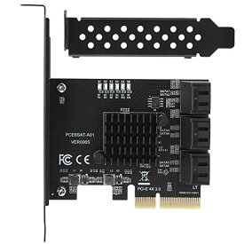PCIe SATAカード6ポート、6 Gbps SATAコントローラー拡張カード、PCI-ex4拡張カードPCIExpress3.0からSATA3.0非RAID、2Uロープロファイルブラケット