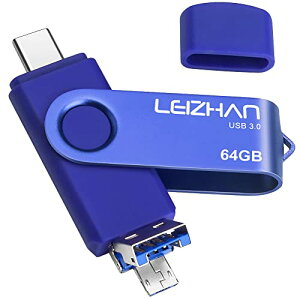 LEIZHAN USB 3.0/Micro/Type-C 3in1tbVhCu^Cv-C 64G 128G OTG UXeBbN yhCu ^CvC C^[tFCXp eʕs }CNyhCu e UXeBbN (64GB,
