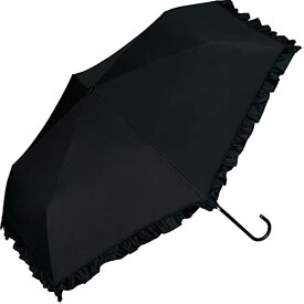 Wpc. 日傘 遮光クラシックフリル ミニ ブラック 折りたたみ傘 50cm レディース 晴雨兼用 遮光 UVカット 100% 収納袋 巾着タイプ リボン 通勤 通学 ペールカラー 女性