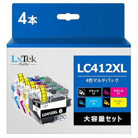 LxTek Purify LC412XL 4本セット 互換インクカートリッジ LC412-4PK ブラザー (Brother) 対応 LC412BK インク 対応型番: MFC-J7100CDW MFC-J7300CDW 大容量/説明書付/残量表示/個