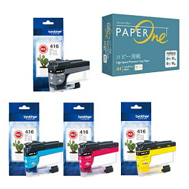 純正品4色+A4用紙セット ブラザー インクカートリッジ LC416BK/C/M/Y 4色+ Paper One 高白色A4コピー用紙500枚セット
