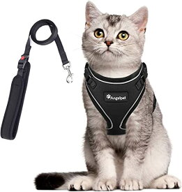 猫 猫用 ハーネス 胴輪 猫具 ねこ ネコ 子猫 子犬 小型犬 散歩 お出かけ 抜けない ベスト ソフト胸あて 軽量 頭を通さずマジックテープで装着 サイズ調節可 夜反射 通気メッシュ (XSサイズ (x 1), ブラック_02)