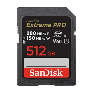 TfBXN Ki SanDisk SDJ[h 512GB SDXC Class10 UHS-II V60 ǎő280MB/sExtreme PRO SDSDXEP-512G-GHJIN VpbP[W