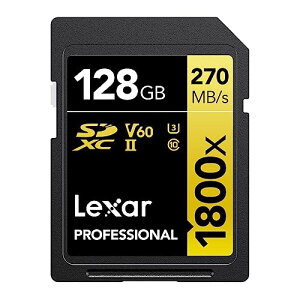 Lexar Professional SDXCJ[h 128GB GOLDV[Y 1800x UHS-II Class10 U3 V60 őǂݏo270MB/s ő发180MB/s [J[T|[g LSD1800128G-BNNN