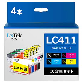LxTek Purify LC411 4本セット 互換インクカートリッジ LC411-4PK ブラザー (Brother) 対応 LC411BK インク 対応型番: DCP-J526N DCP-J914N DCP-J926N-W DCP-J926N-