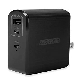 アドテック PD充電器 105W 3ポート USB-Cx2+USB-A Power Delivery/GaN (窒化ガリウム) ブラックモデル/APD-A105AC2-BK