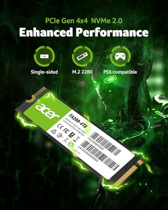 楽天市場】Acer M.2 SSD 4TB FA200 NVMe1.4 2280 PCIe Gen4 4 超高速 