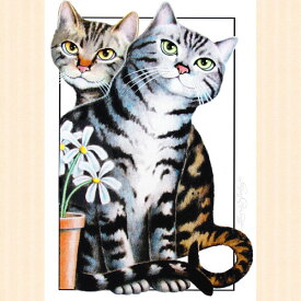 【ローラ・シーリー】猫のブランクノートカード　シルバー＆ゴールド