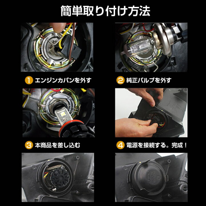 楽天市場 あす楽 最高峰 Cree 190lm Ledヘッドライト H4 車検対応 H7 H8 H11 H16 Hb3 Hb4 H4 Hi Lo フォグランプ Led バルブ H4 ハイビーム Xhp50 Ledチップ 12v 24v ホワイト 6500k ルーメン 左右合計 Led ヘッドライト バルブ ハイロー Ledヘッドライト
