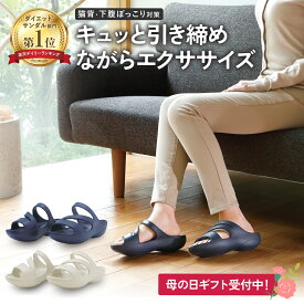 【楽天1位】 ダイエットサンダル パワースリムサンダル M L ネイビー/アイボリー 室内履き 洗える オフィスサンダル 健康 体幹 サンダル レディース 疲れない バランス 美脚 美尻 軽い ダイエット 体幹 トレーニング 静音 甲高 誕生日 母の日 プレゼント 実用的 ギフト