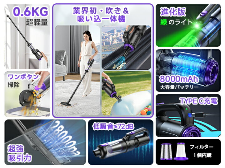 掃除機コードレス 軽量 強力【2025最新型!業界初!55KPa強力吸引&超軽量0.6kg&スタンド不要の自立式&Type-C充電式&LEDライト】  サイクロン式 コードレス掃除機 2WAY 低騒音 50分連続稼働 スティッククリーナー HEPA多重濾過 0 Amazon | 掃除機 コードレス 【  2025新登場 ... 機 コードレス 軽量 強力2025最新型!38KPa強力吸引&超軽量0.6kg