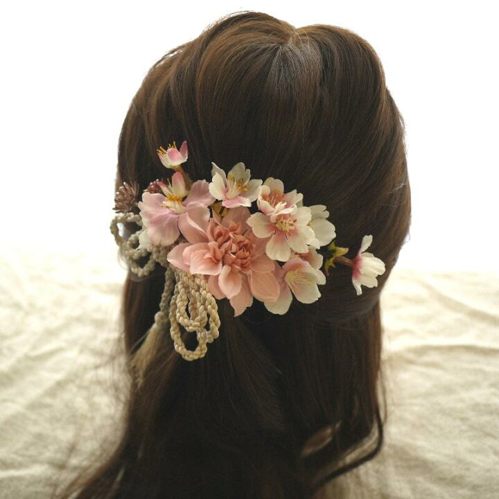楽天市場 七五三 髪飾り ハーフアップ 和飾りヘッドドレス Apolline アポリンヌ 8点セット ヘアアクセサリー 三歳 七歳 着物 和 成人式 卒業式 小学生 大学生 和装 ソメイヨシノ 桜 かんざし タッセル 房飾り 花 女性 袴 コーム ヘアピン 日本製 袴 子供 女の子 晴れ着