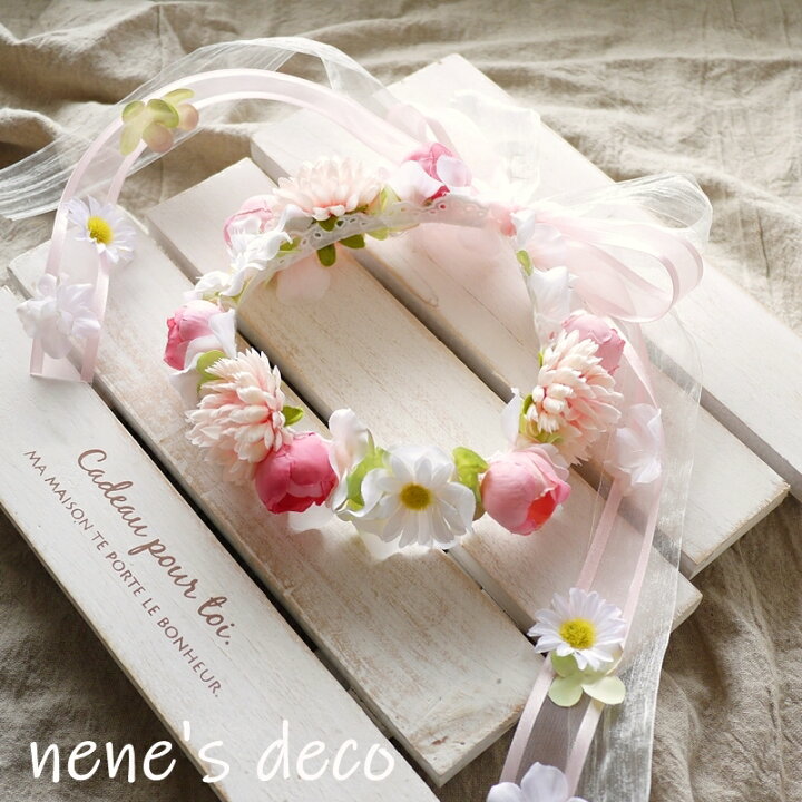 楽天市場 キッズ 花かんむり ヘアアクセサリー マーガレットとスプリングフローラの花冠り 1 2 3 4 5 6 7 8歳 送料無料 ヘアバンド 赤ちゃん ベビー 子供 ベビーカチューシャ フォーマルドレス 白 ピンク 高級 レース 日本製 セレモニー 花 リボン 80 90 100 110 1