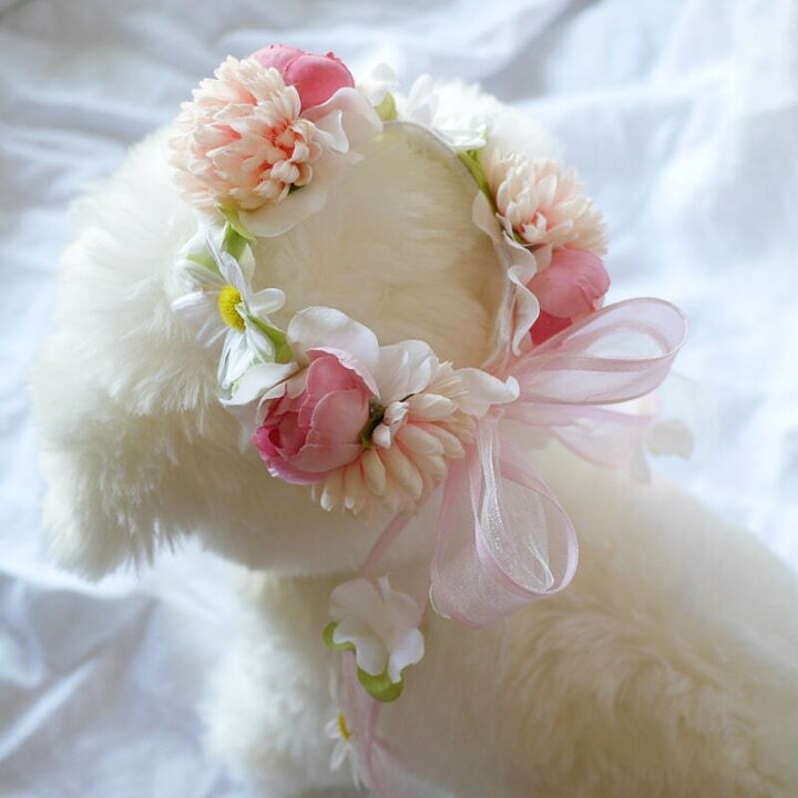 楽天市場 花かんむり 犬 ヘアアクセサリー Lサイズ マーガレットとスプリングフローラの花冠 ペット用 犬用花冠 首飾り 犬グッズ 飾り コームピン リボン インスタグラム ドッグアクセサリー ぱっちん 中型犬 大型犬 ゴールデンレトリーバー パピヨン シェットランド