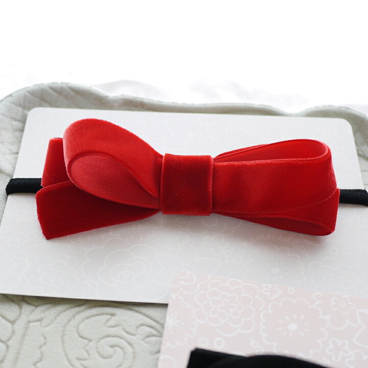 楽天市場】ベロア リボン ヘアアクセ 子供 赤 黒 紺 ヘアゴム ヘア  