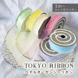 TOKYO RIBBON ヘアアレンジ 結婚式 成人式【ペタルオーガンジーりぼん】 25mm 装飾 高級 手芸 ハンドメイド 髪飾り 浴衣 ヘアリボン 卒業式 リボン 東京リボン ヘアアクセ 夏 春 ドレス 日本メーカー