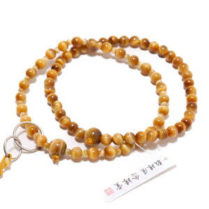 浄土宗 数珠 女性用 白虎目石 銀輪入 八寸 数珠袋付 【送料無料】【じゅず 念珠 京念珠 通販 京都 購入 タイガーアイ 略式数珠 天然石 念誦 頭房 どこで 買う じゅず 贈り物 法事 葬式 葬儀 法