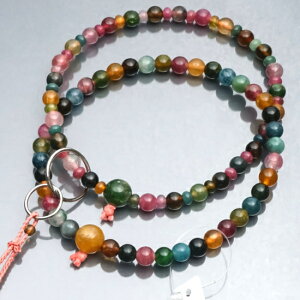 浄土宗 数珠 女性用 ミックストルマリン 銀輪入 八寸 数珠袋付 【送料無料】【じゅず 念珠 京念珠 通販 京都 購入 略式数珠 天然石 念誦 頭房 どこで 買う じゅず 贈り物 法事 葬式 葬儀 法要