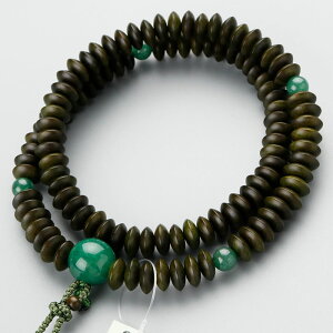 天台宗 数珠 男性用 9寸 108玉 生命樹 印度翡翠 正絹製・梵天房【本式数珠 京念珠 京都 緑檀 アベンチュリン 平玉 ひら玉 九寸 マイ数珠 IM 2000300700653】【数珠袋付き】【送料無料】