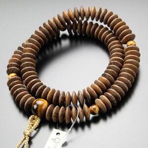 天台宗 数珠 男性用 9寸 槐 虎目石 梵天房【本式数珠 京念珠 108玉 京都 延寿 えんじゅ 縁起物 魔除け 虎眼石 タイガーアイ 九寸 葬儀 法要 贈り物 茶色 ブラウン IM 2000300700363】【数珠袋付き】