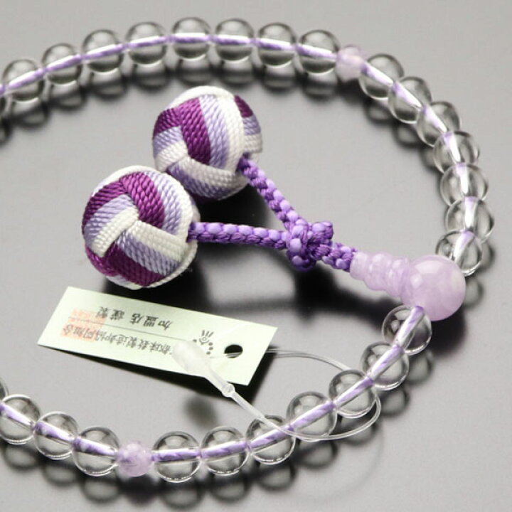 楽天市場】【数珠袋付き】数珠 女性用 約7ミリ 本水晶 藤雲石 3色梵天 