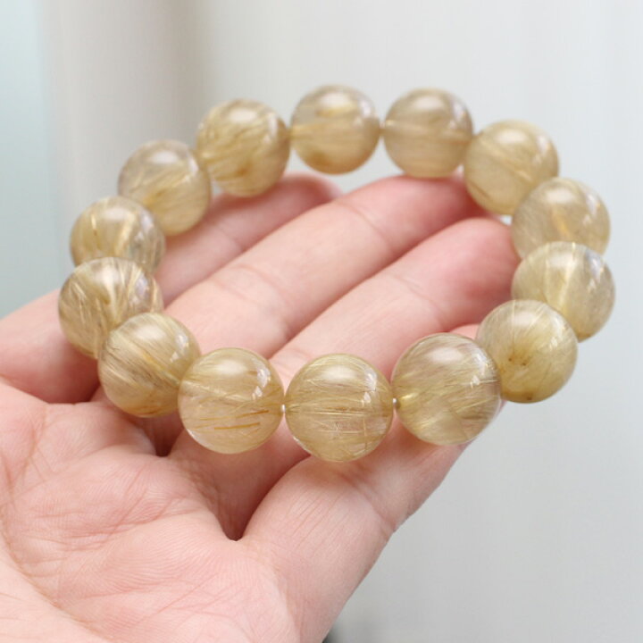 楽天市場】ラビットファー ルチルクォーツ ブレスレット 約15mm  