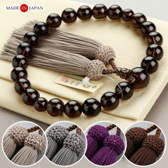 念珠ドットコム『数珠 男性用 22玉 茶水晶 正絹房（101220031）』