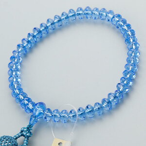 【現品お届け!】数珠 女性用 スターシェイプ ブルークォーツ 正絹頭付2色房【略式数珠 京念珠 京都 青水晶 宗派共通 葬儀 葬式 法事 法要 贈り物 ギフト 高級数珠 高級品 おしゃれ ブルー