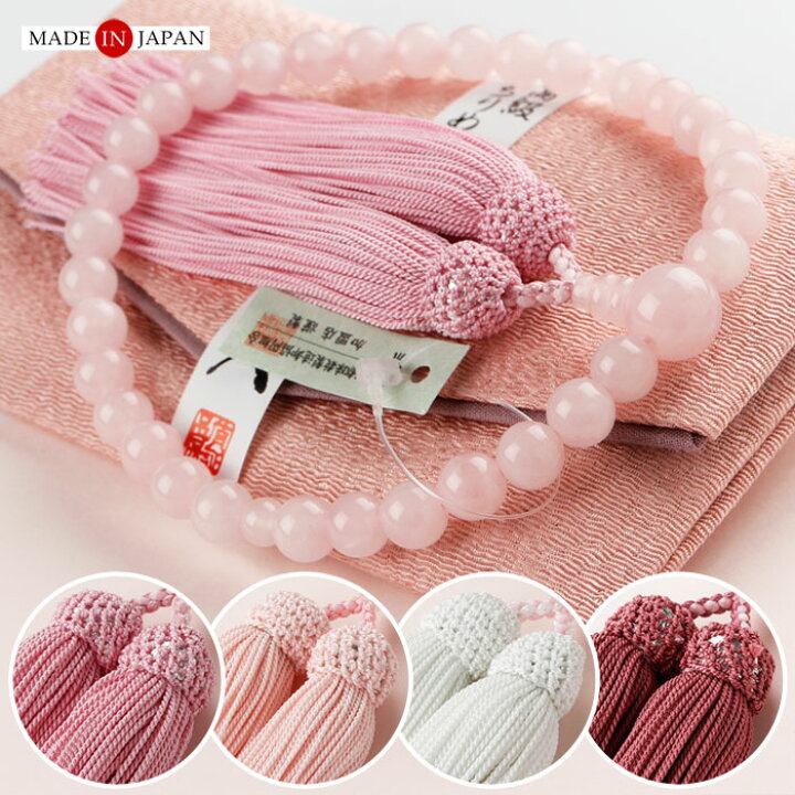 楽天市場】【選べる房色4種】 数珠 女性用 約8ミリ ローズクォーツ  