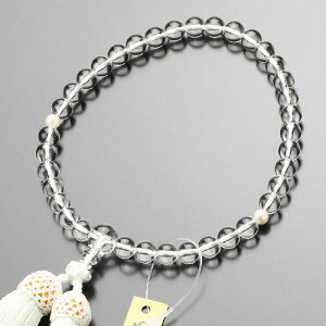 数珠 女性用 約7ミリ 甲府磨き 本水晶 2天 本真珠 正絹房【略式数珠 京念珠 京都 4月の誕生石 6月の誕生石 天然石 白房 パール 葬式 葬儀 法事 法要 宗派共通 マイ数珠 JIM 102070034】【数珠袋付