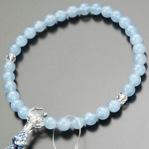 数珠 女性用 約8ミリ アクアマリン カット水晶 正絹2色房【略式数珠 京念珠 京都 3月の誕生石 宗派共通 宝石 高級数珠 高級品 贈り物 はな花オリジナル 8mm 水色 ブルー マイ数珠 RJ JIM 20002006015